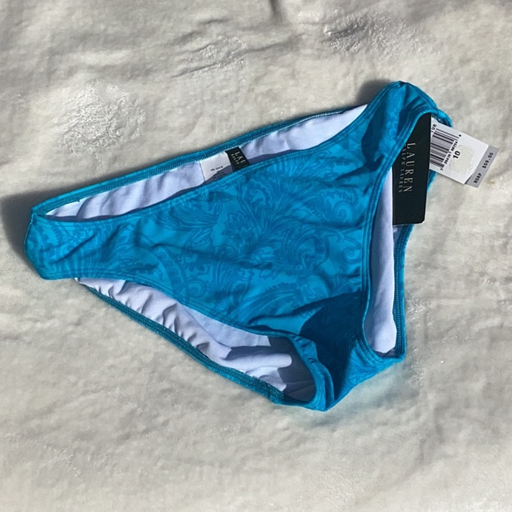 NWT Lauren Ralph Lauren Blue Paisley Bikini Bottom size 10